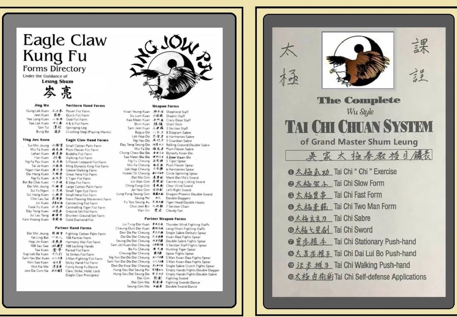 Eagle Claw Kung Fu system chart